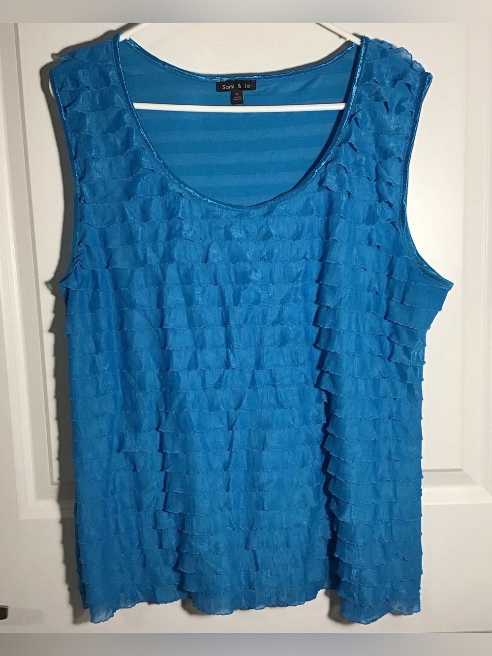 Sami & Jo Turquoise Layered Ruffle Sleeveless Tank XL